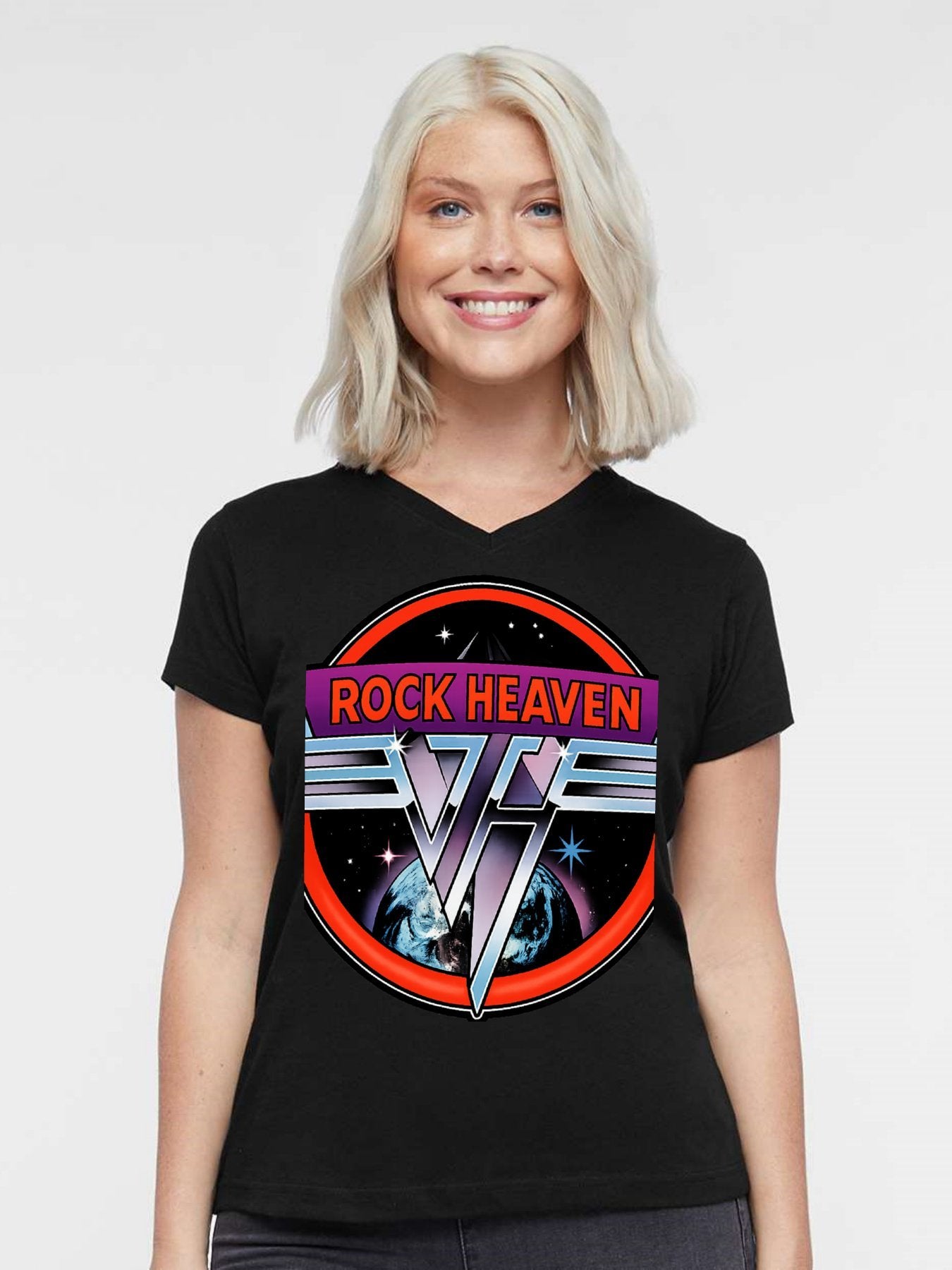 V-neck Women's Cotton T-shirt ROCK HEAVEN