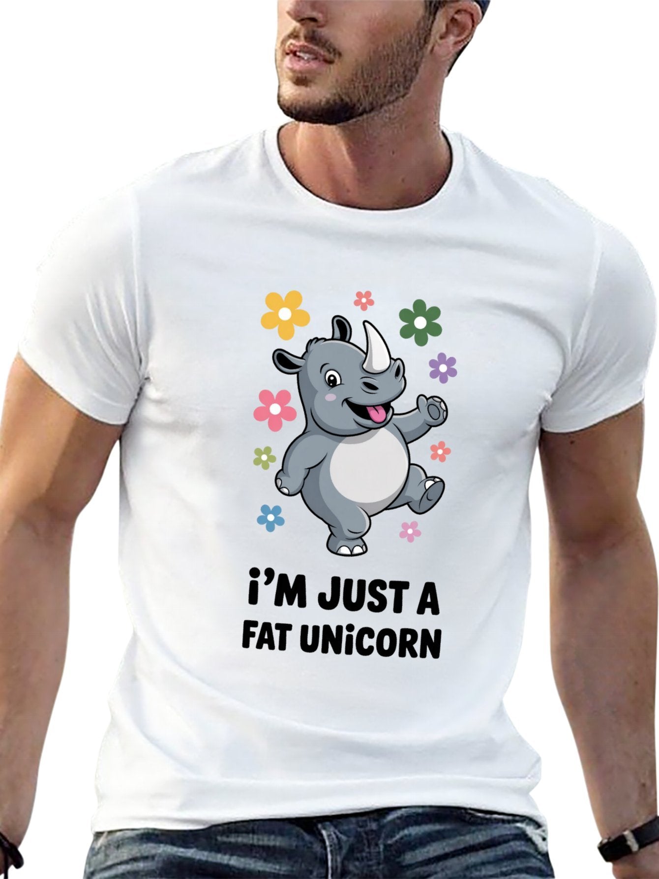 Funny Animals Unisex Cotton T-Shirt with Front Heat Transfer Print Xg2wdsm244tx