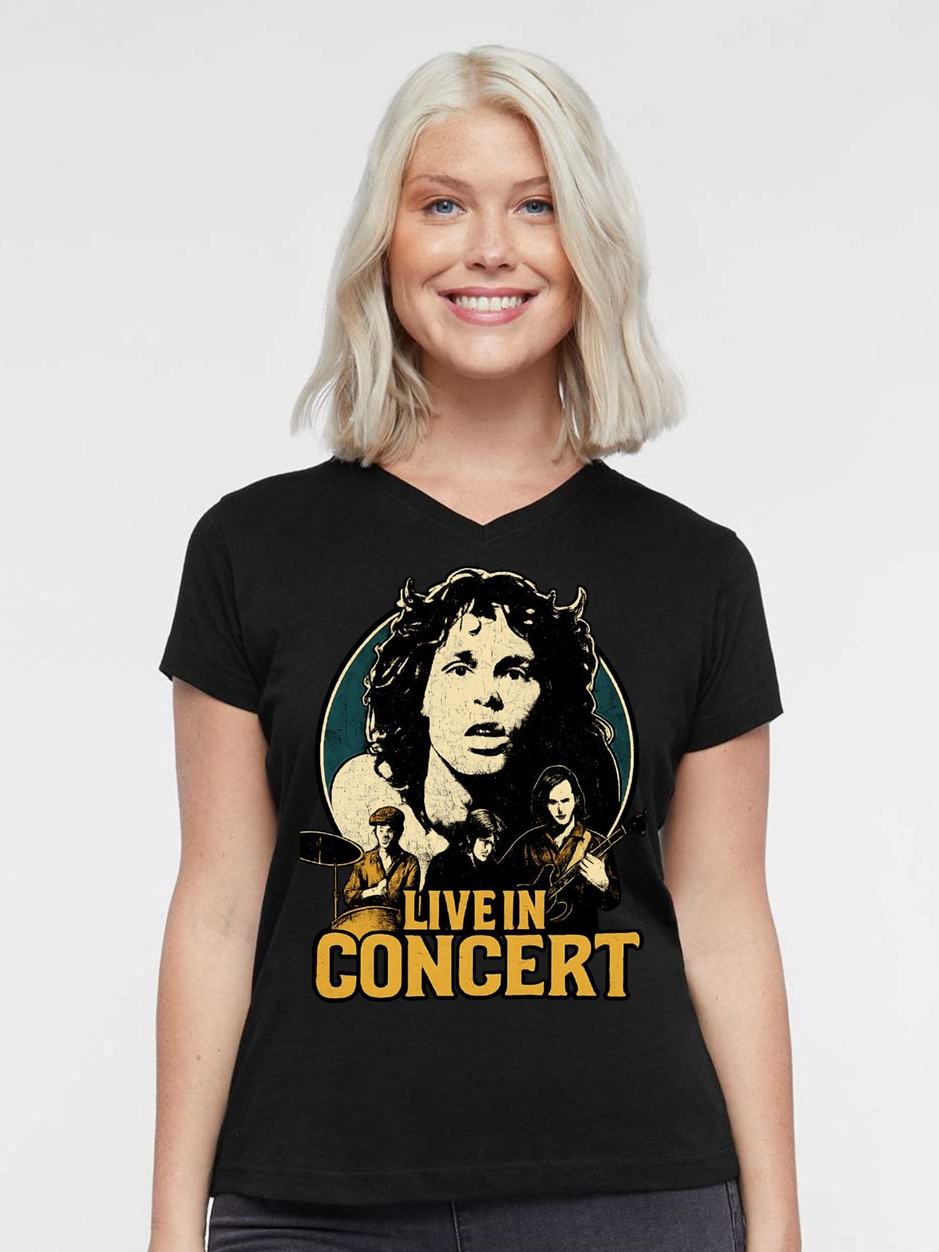 V-neck Women's Cotton T-shirt LIVE IN CONCERT
