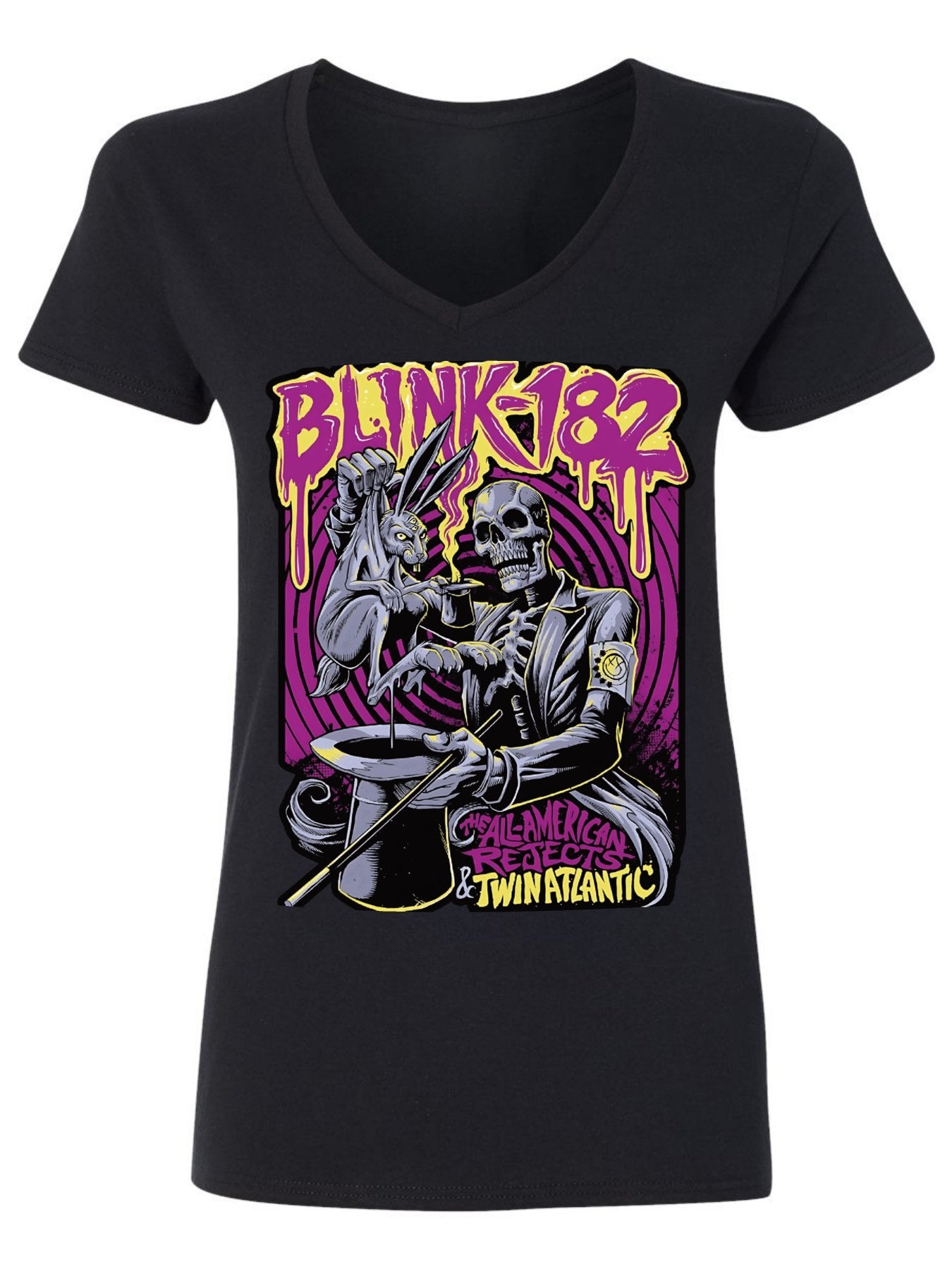 V-neck Women's Cotton T-shirt BLINK-182