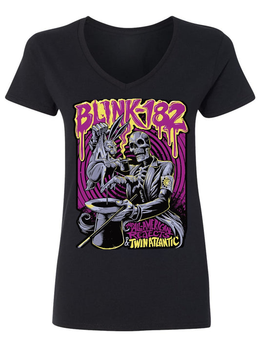 V-neck Women's Cotton T-shirt BLINK-182