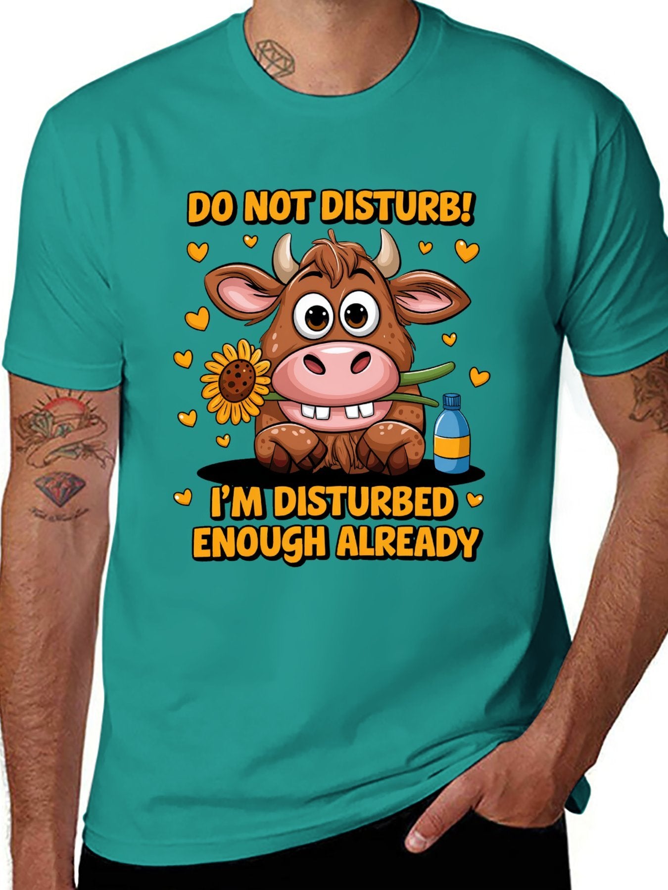 Funny Animals Unisex Cotton T-Shirt with Front Heat Transfer Print Xg2wd22hk95d