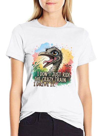 Funny Animals Unisex Cotton T-Shirt with Front Heat Transfer Print Xg2wdsghu3oc