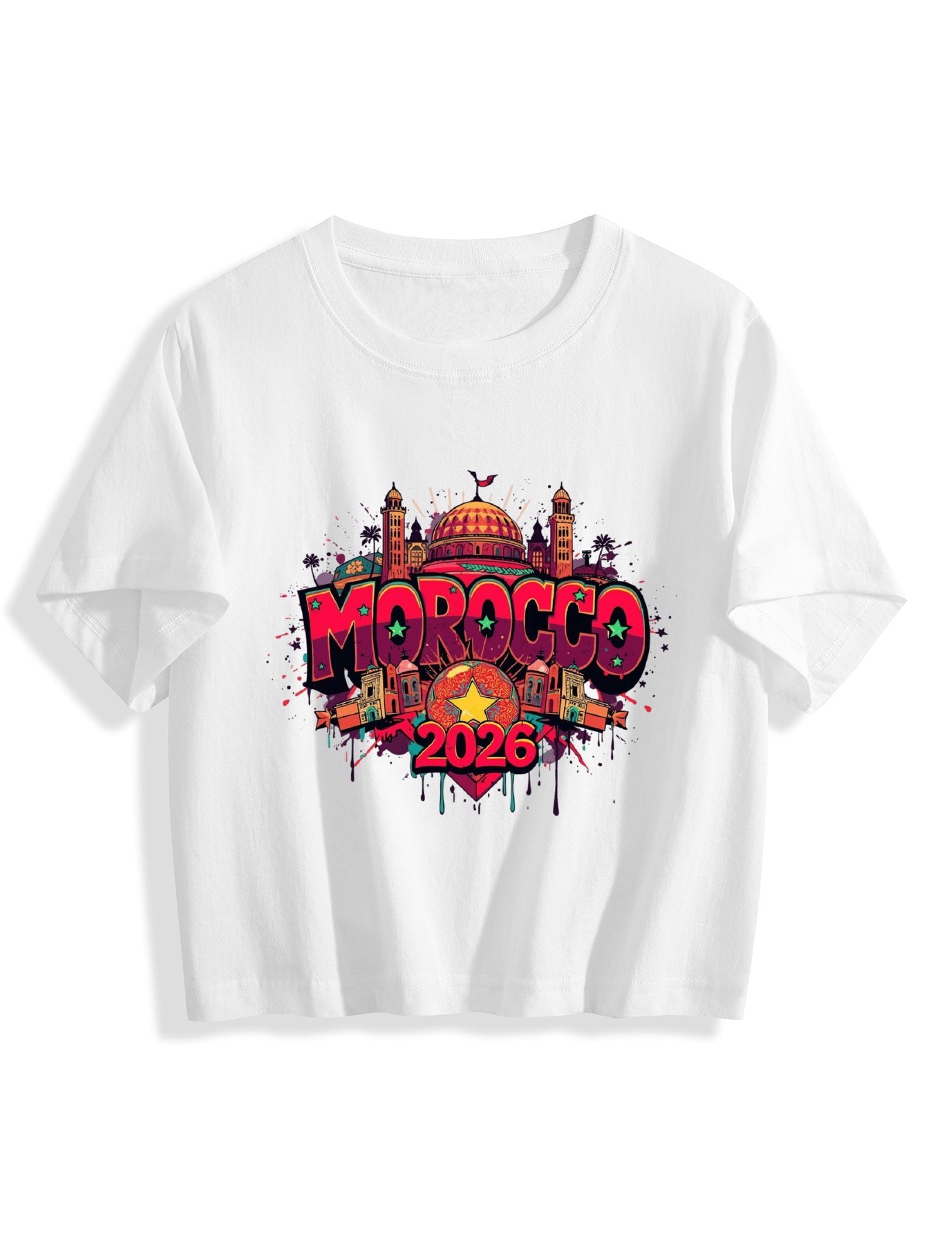 World Cup 2026 Women's Crop Top T-Shirt Morocco
