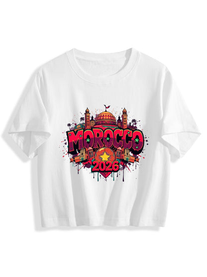 World Cup 2026 Women's Crop Top T-Shirt Morocco