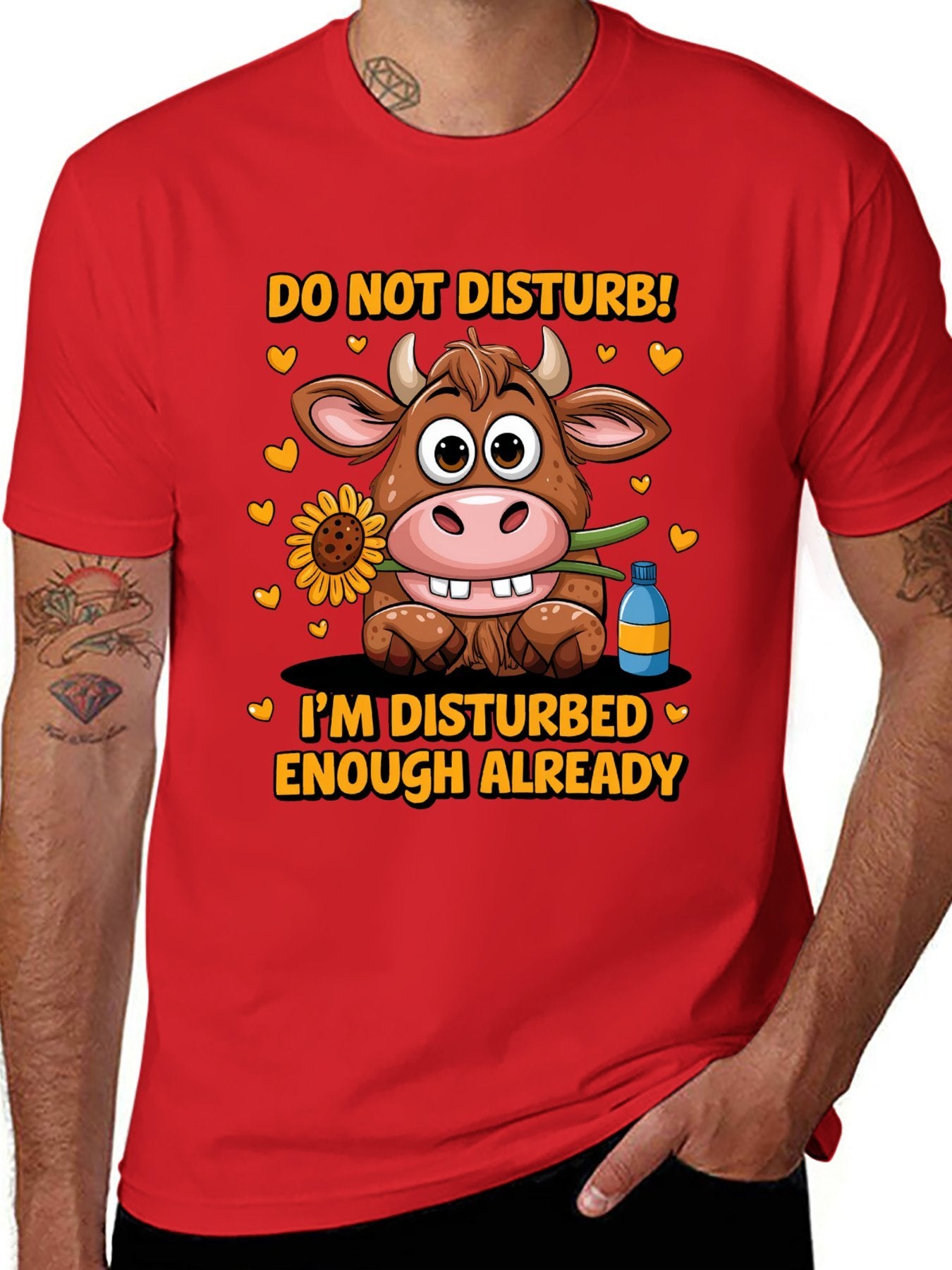 Funny Animals Unisex Cotton T-Shirt with Front Heat Transfer Print Xg2wd22hk95d