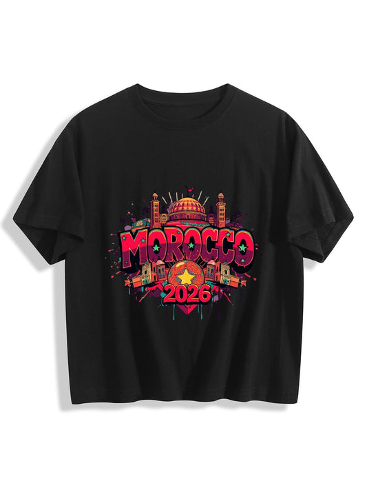 World Cup 2026 Women's Crop Top T-Shirt Morocco