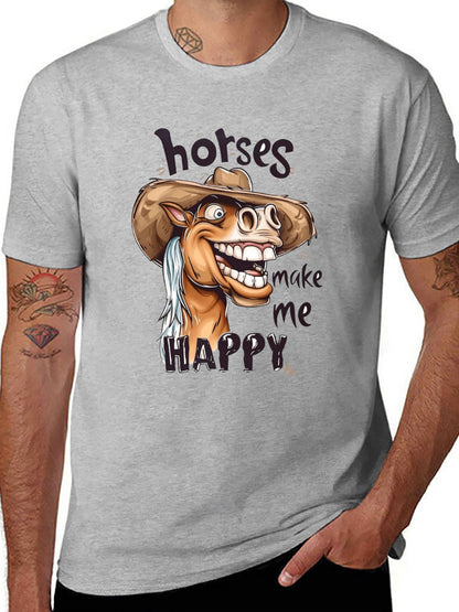 Funny Animals Unisex Cotton T-Shirt with Front Heat Transfer Print Xg2wd2lpy0g1