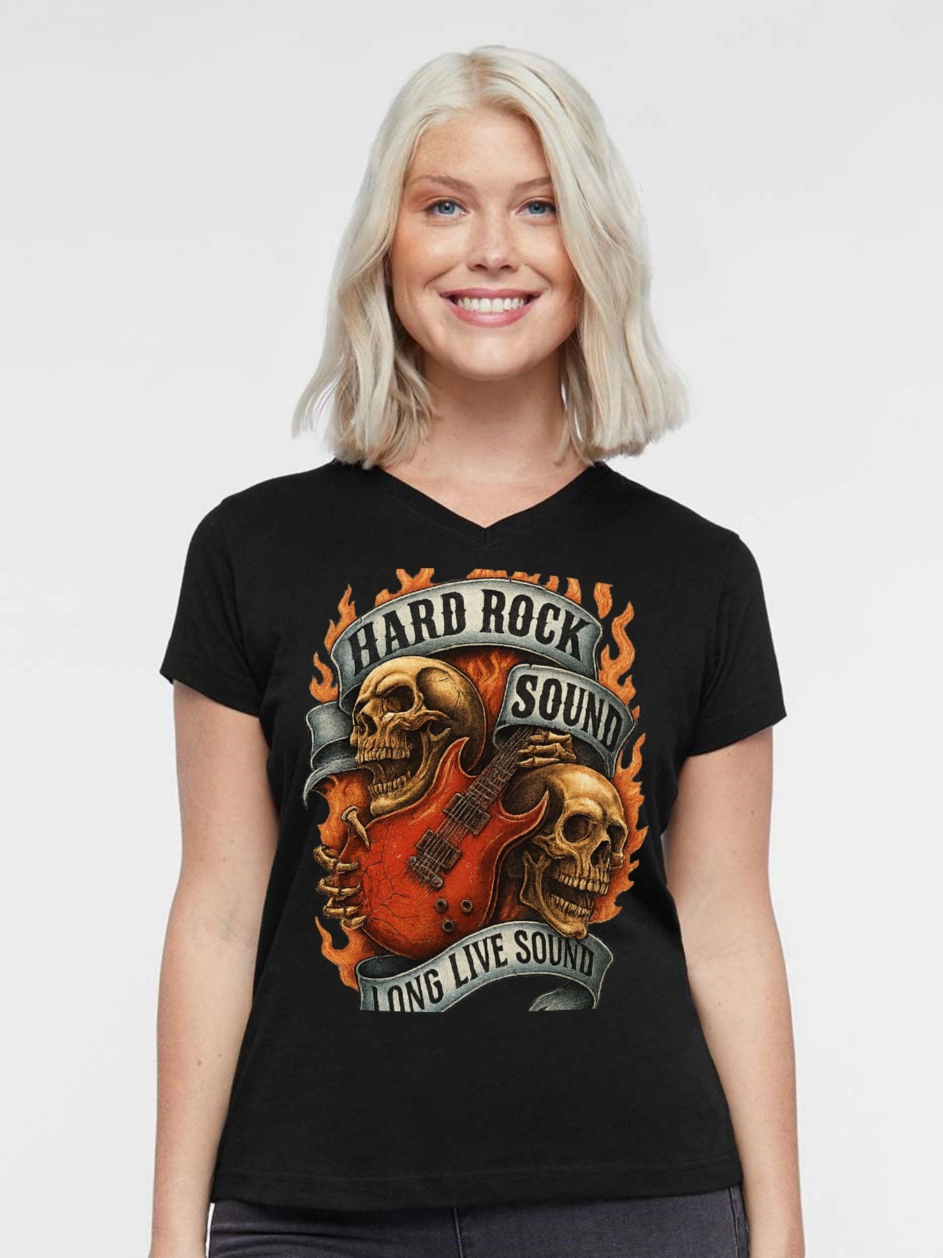 V-neck Women's Cotton T-shirt HARD ROCK SOUND